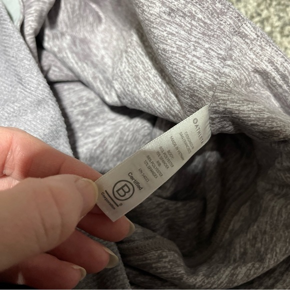 Athleta Exhale Stash Pocket Heel Tight High Rise Gray Purple Leggings M Note - Picture 9 of 13